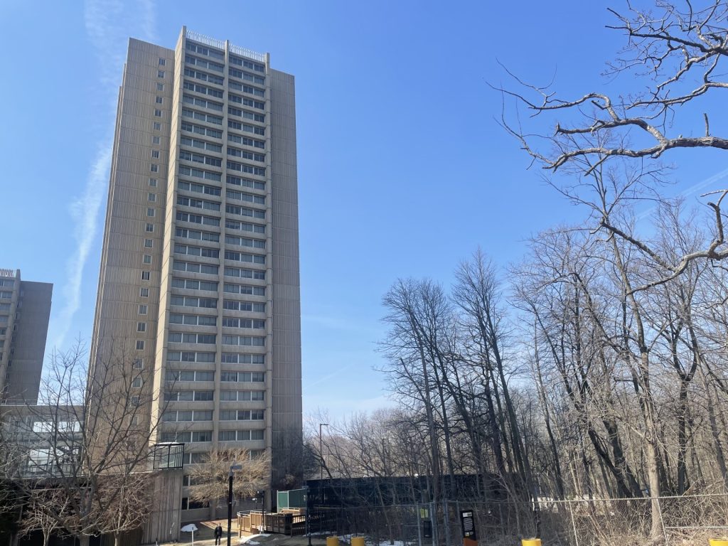 A photo of Sandburg's North Tower from the West side. 