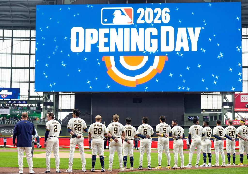 Milwaukee Brewers prepare for the Opening Day game against the Chicago White Sox on Thursday March 26, 2026 at American Family Field in Milwaukee, Wisconsin.